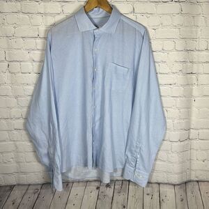 Peter Millar Men's Tolland Linen Blend Sport Shirt Size XL Blue White Geometric